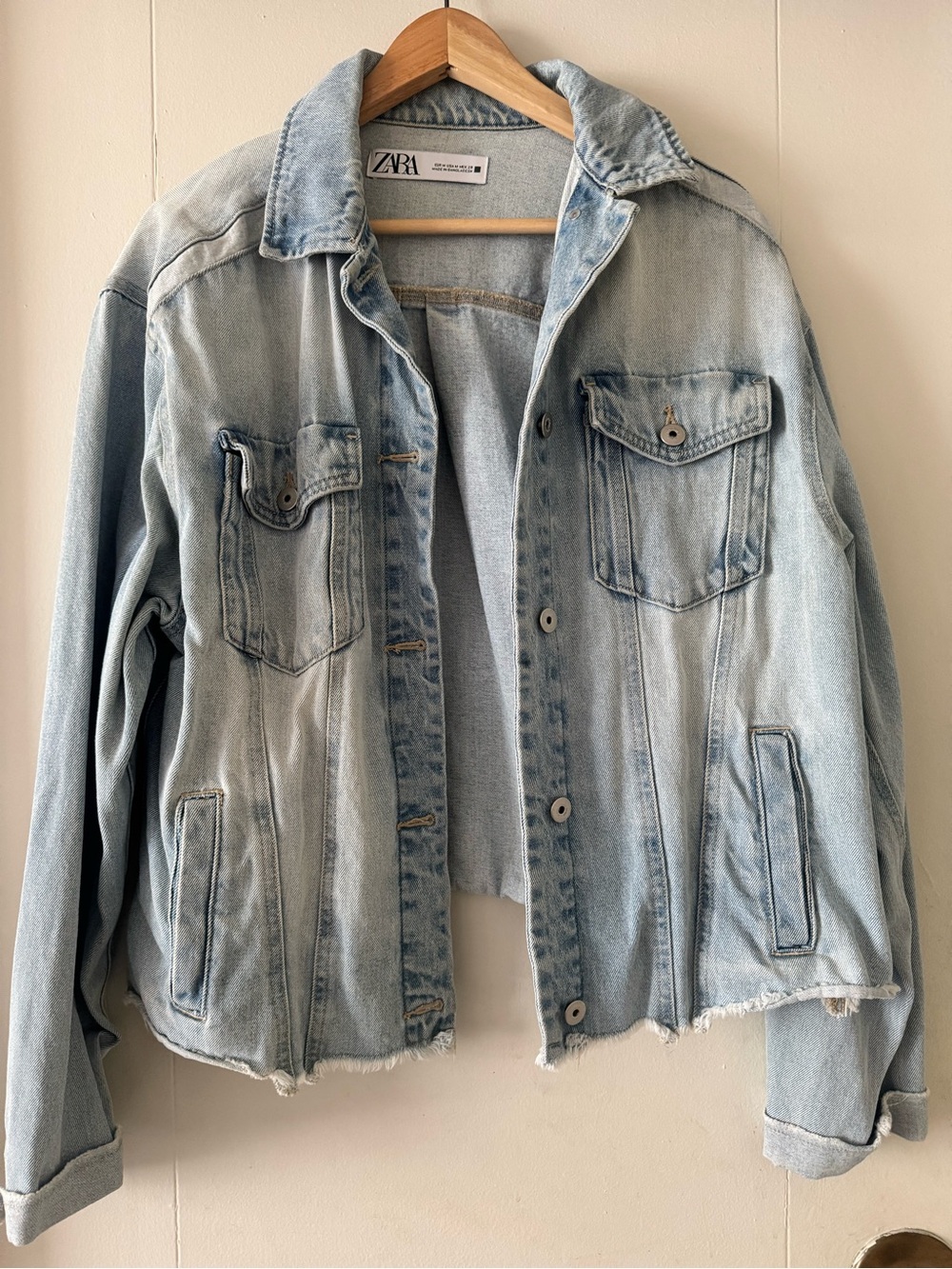 Zara Light Wash Jean Jacket in Pale Blue